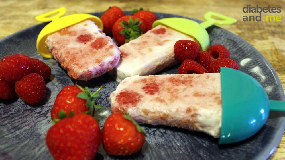 Low Carb Strawberry, Raspberry and Coconut Ice Lollies